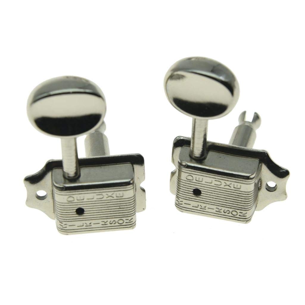 Wilkinson Deluxe 6 Inline Vintage Guitar Tuners with Split Post Guitar Tuning Keys Peg Machine Heads for Strat/Tele Guitars Nick
