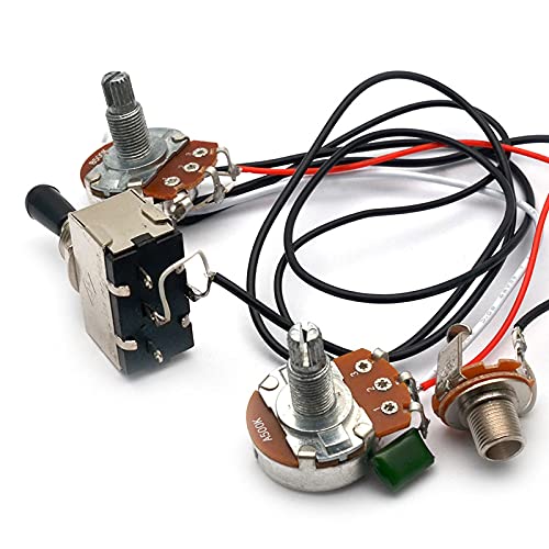 SAPHUE Guitar Wiring Harness, Guitar Prewired Harness Humbucker Wiring Harness Prewired 3 Way Chrome Box Toggle Switch 500K Pots