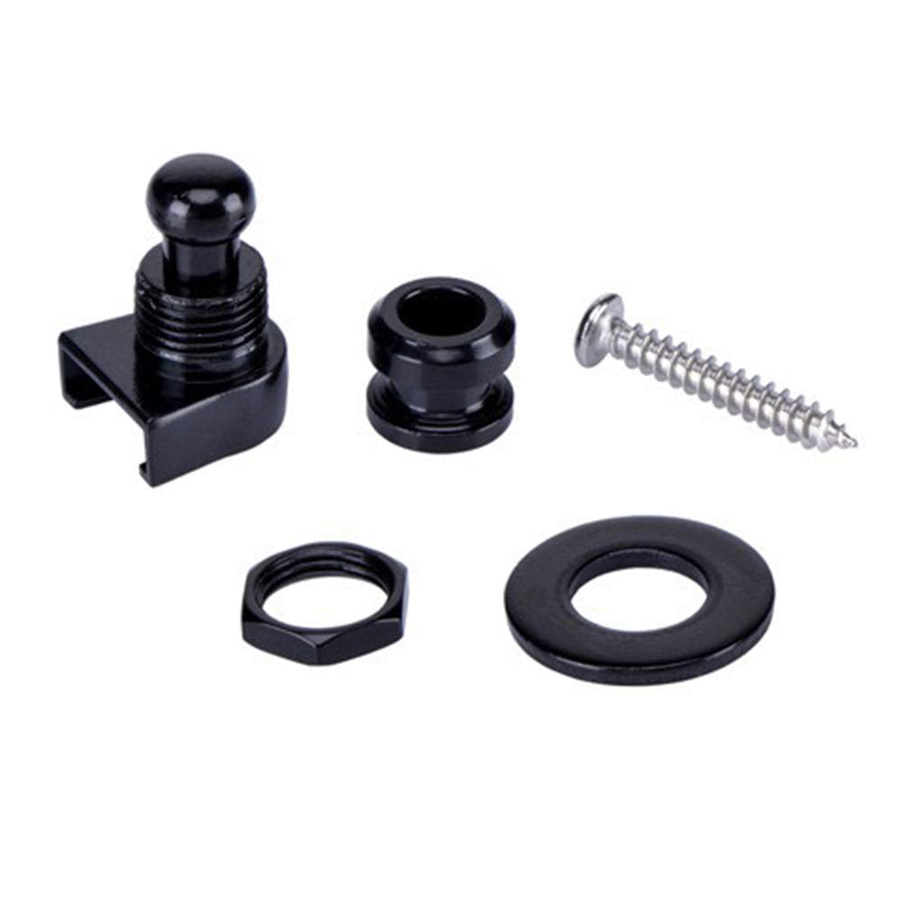 Yakamoz 4Pcs Black Premium Guitar Strap Locks Metal Security Strap Buttons Metal End Pins Locking Straplocks Adapter for Acousti