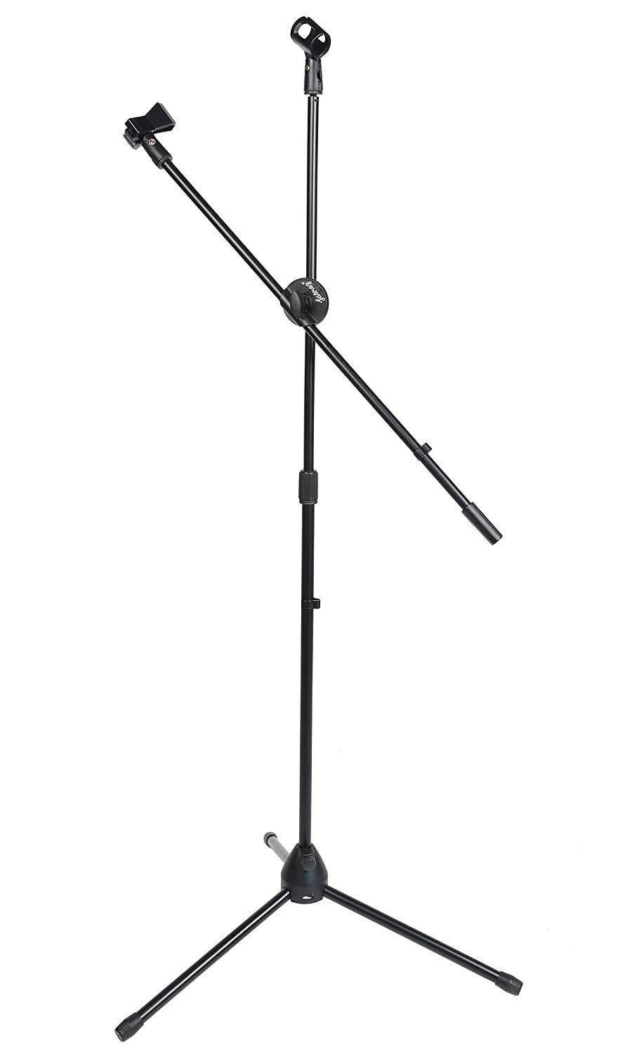 Juarez Heavy Duty Adjustable Studio Microphone Stand With Boom Arm | Tripod Base, Height Adjustable, Quick Release Clamp, Foldin