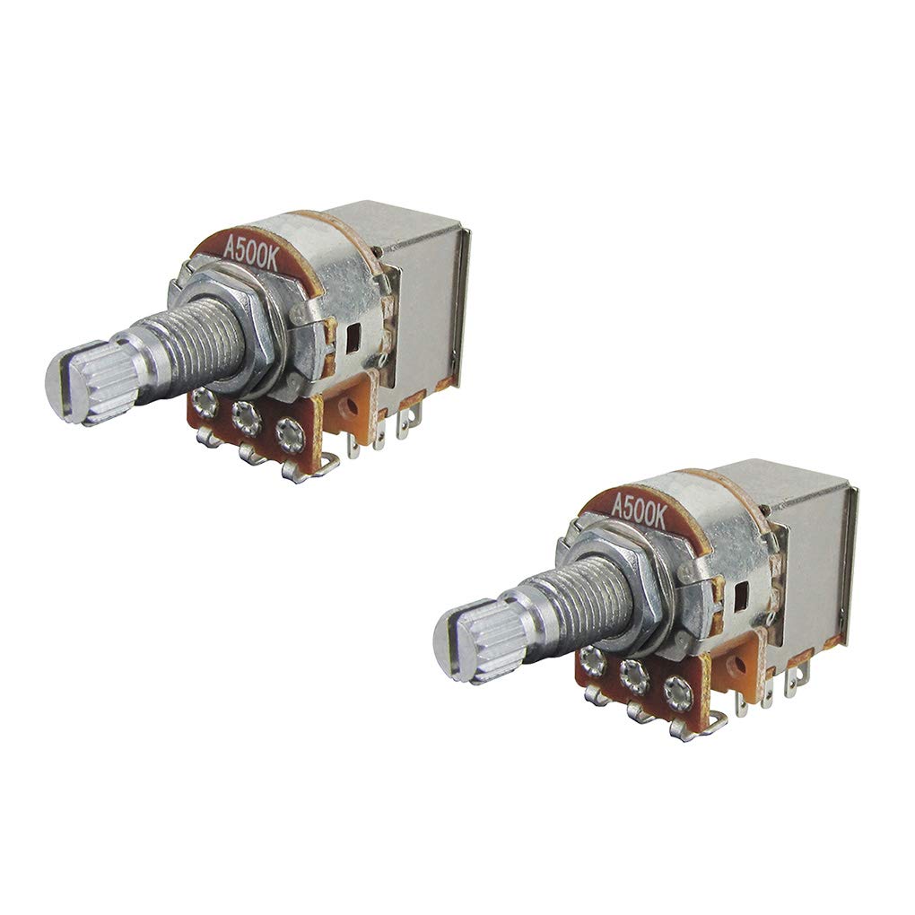 Fleor 2Pcs Push Pull Guitar Pots 18Mm Split Shaft A500K Audio Taper Potentiometers
