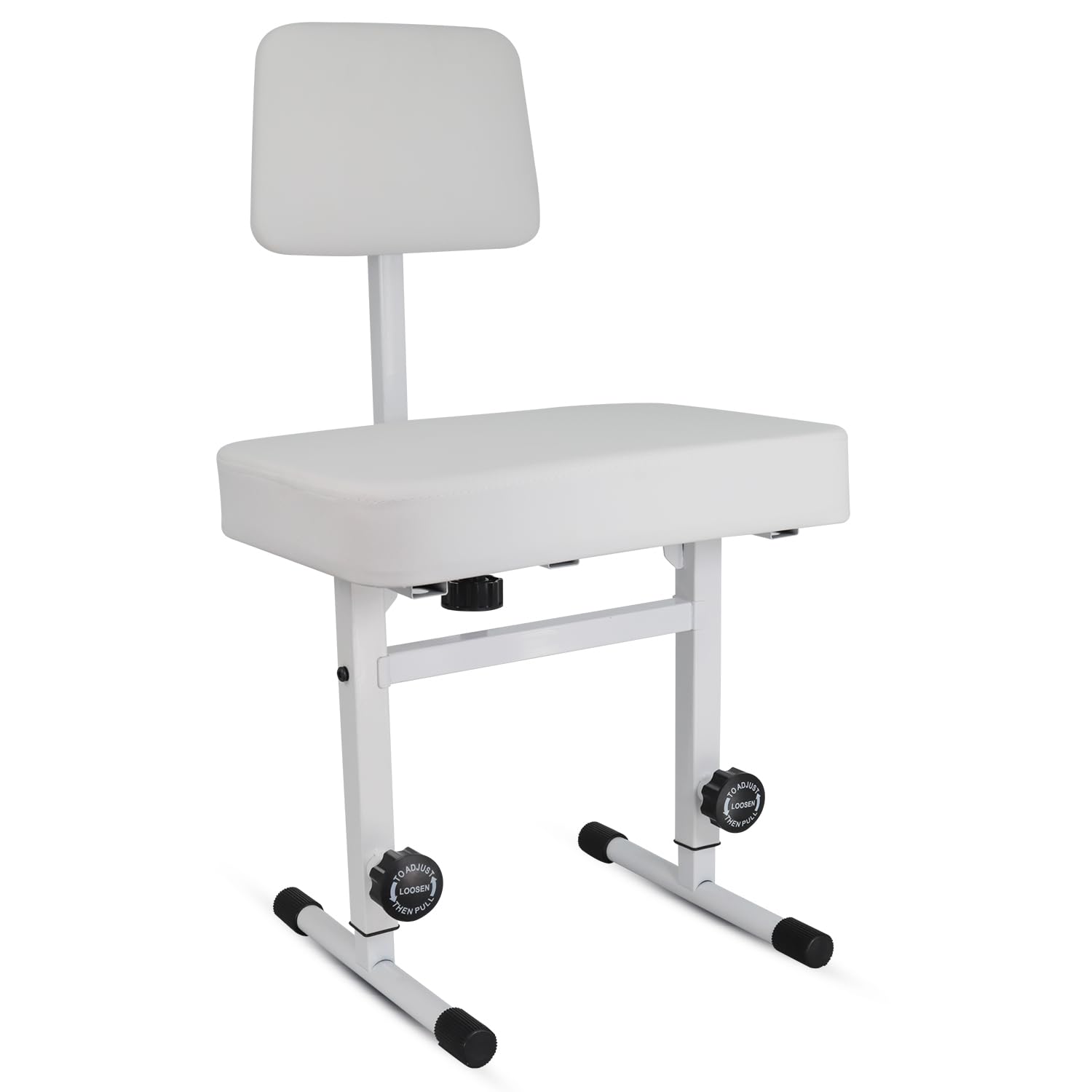 5 CORE Piano Bench Height Adjustable Keyboard Stool Heavy Duty Thick Padded Cushioned Seat with Backrest PNB B-Rest WH