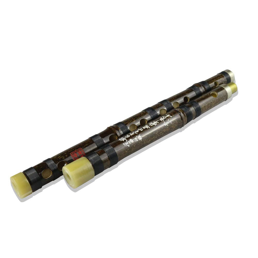 E Key Dizi Black Bamboo Flute with Free Membrane & Glue & Protector Set Traditional Chinese Instrument (Key of E/Black Bamboo)