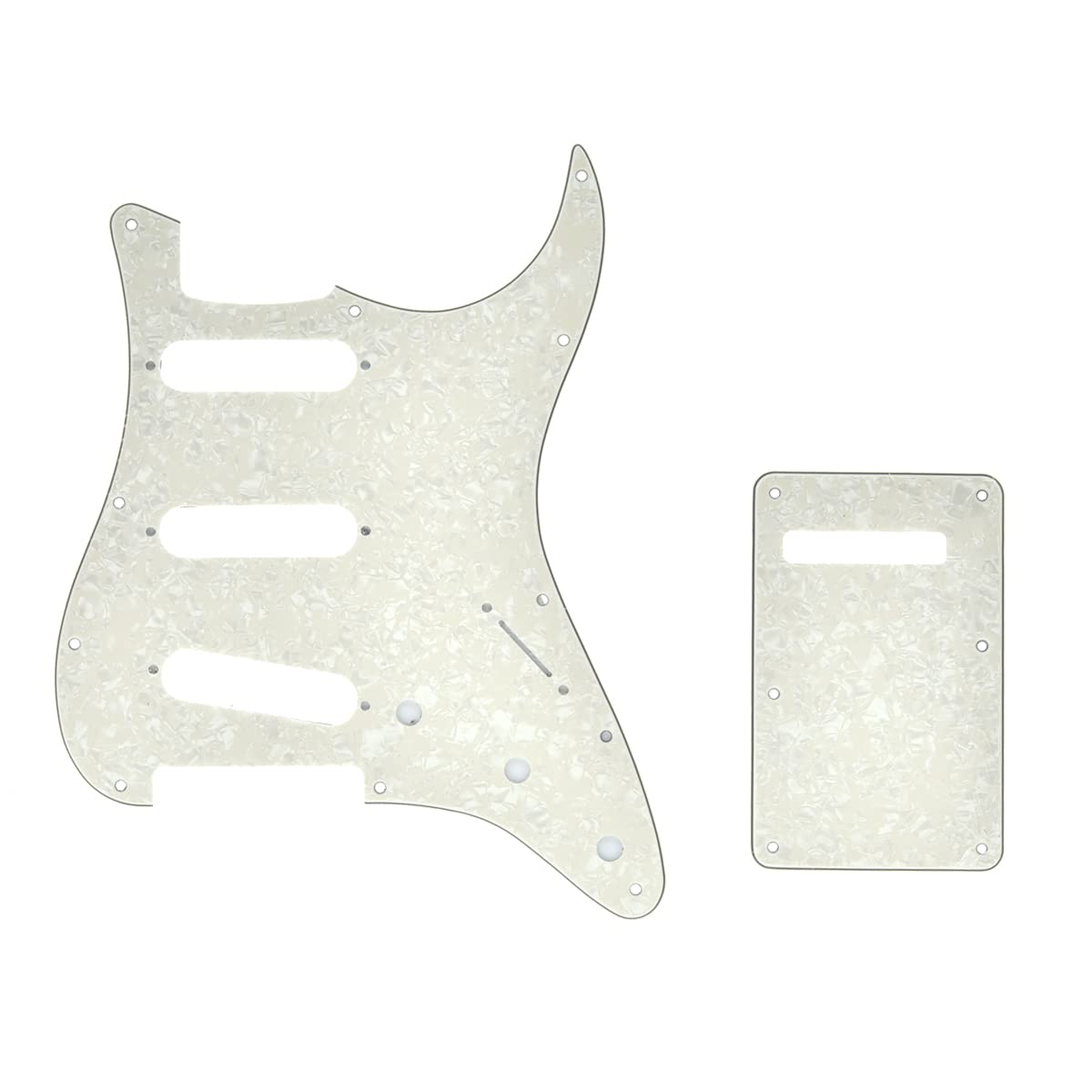 Dopro 11 Hole Strat SSS Pickguard ST Back Plate Trem Cover fits USA/Mexican Fender Strat Aged Pearl