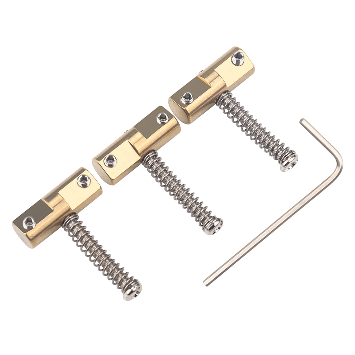 3Pcs Wtb 10.8Mm Brass Guitar Compensated Telecaster Saddles Set With Wrench For Fender Vintage-Style Tele Bridge Electric Guitar