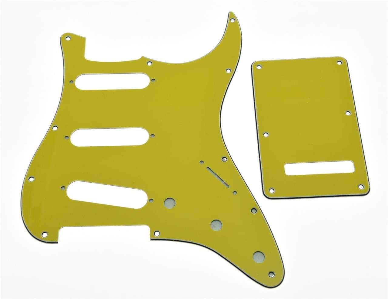 Dopro 11 Hole Strat SSS Pickguard ST Back Plate Trem Cover for USA/Mexican FD Strat Yellow 3 Ply
