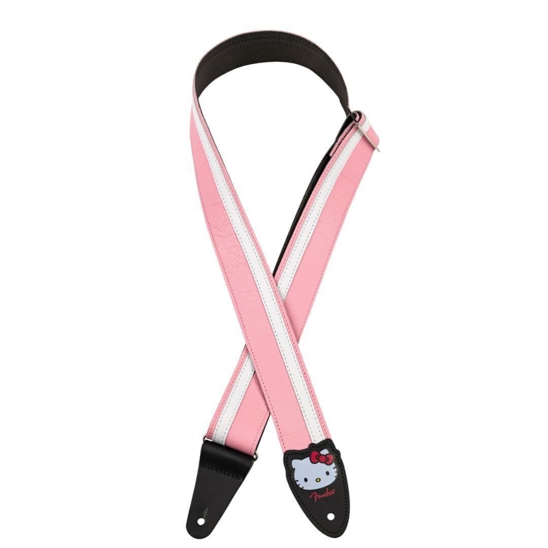 Fender Hello Kitty Leather Strap, Adjustable Length From 34'' To 59'', Leather Ends, Pink