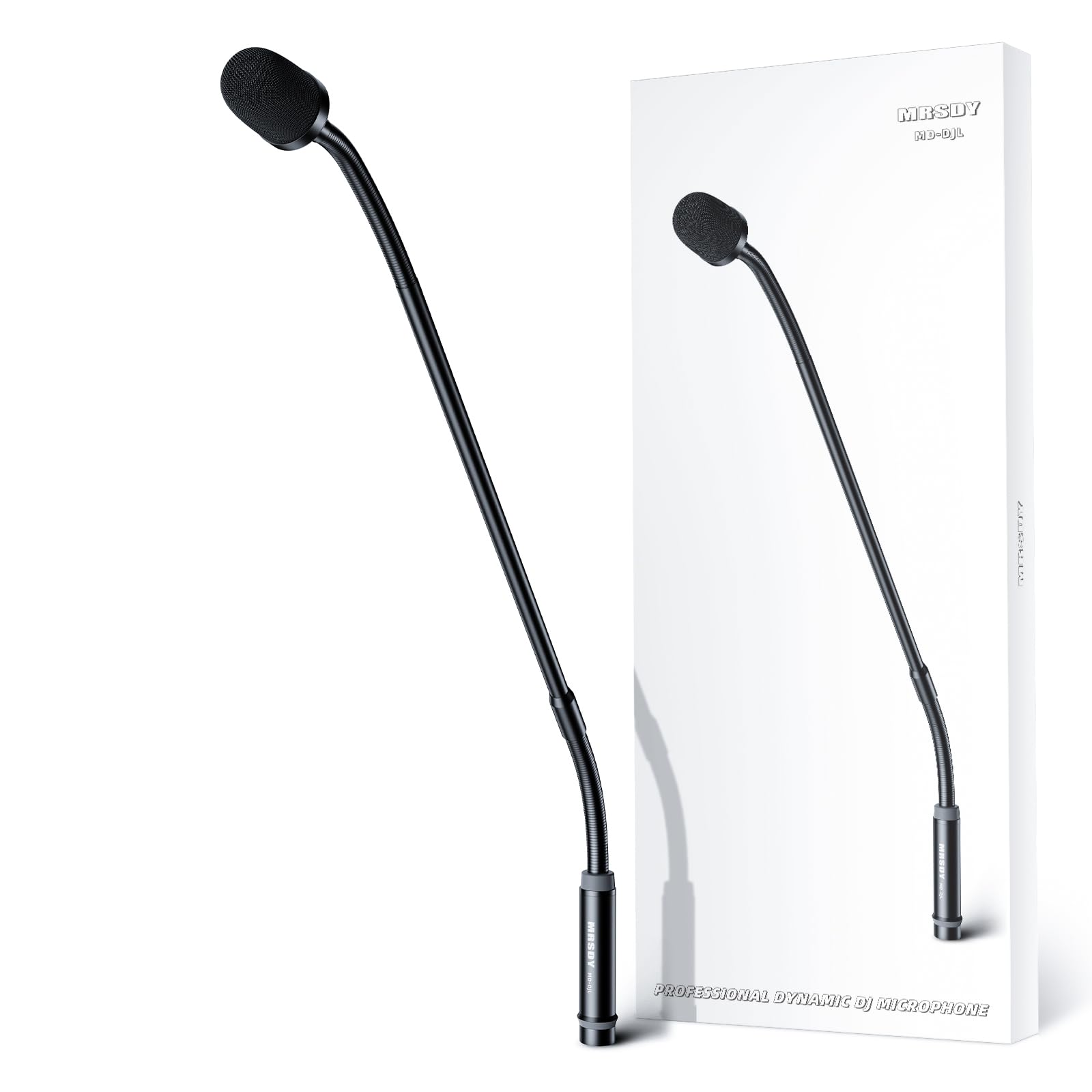 MRSDY Gooseneck Microphone, 23 Inch DJ Microphone for Audio Mixer, Professional XLR Wired Dynamic Mic, Extended Black Metal Nois
