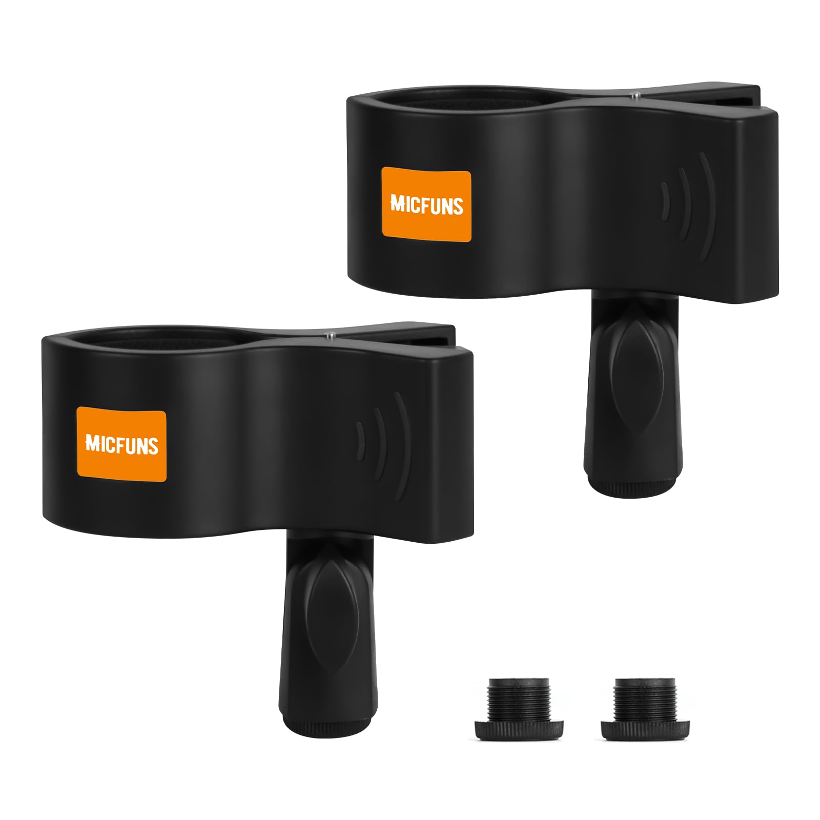 Micfuns 2 Pcs Upgraded Microphone Clip, Adjustable Mic Holder for Microphones with Outer Diameter Between 32mm and 60mm (2)