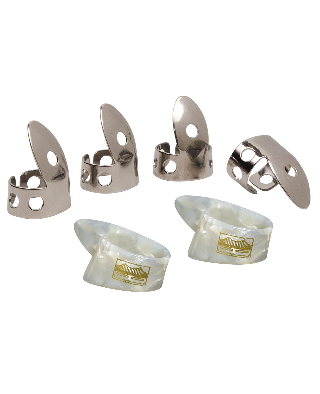 Golden Gate Gp1-Gp5 Thumb & Finger Pick Pack - Stainless Steel/Pearloid - Medium