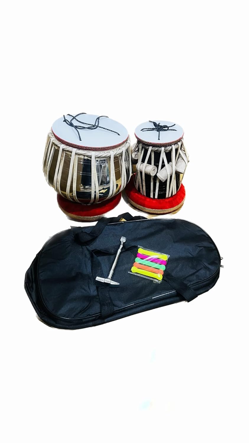 MUSIQAA JAHAN 090 SPL. Stainless Tabla Drum Set, Stil Bayan, Sheesham Wood Daya With Free Gatta, Hammer And Carry Bag