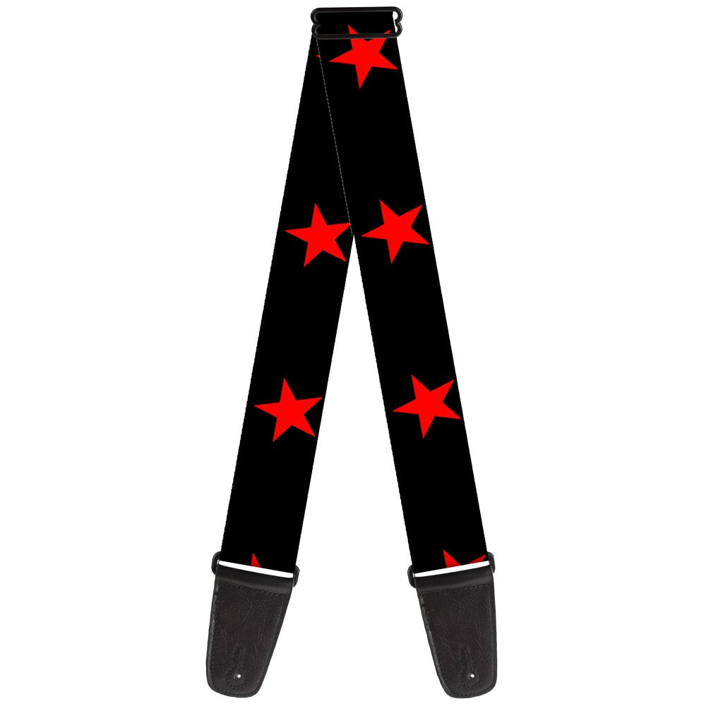 Buckle-Down Guitar Strap Star Black Red 2 Inches Wide