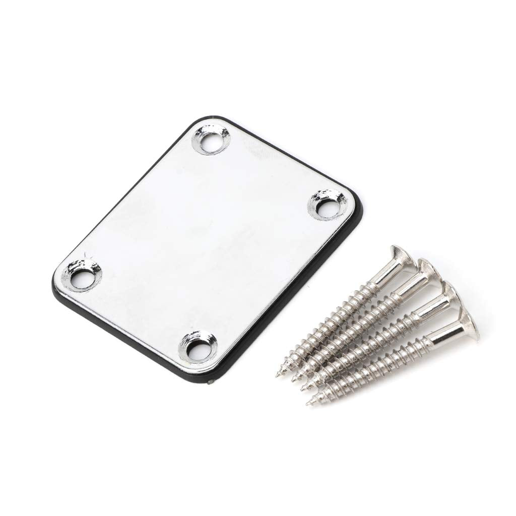 BaoFufc Electric Guitar Neck Plate Curved Cutaway Semi Round Neck Joint Back Mounting Plate 4 Holes With Screws Protection Plate