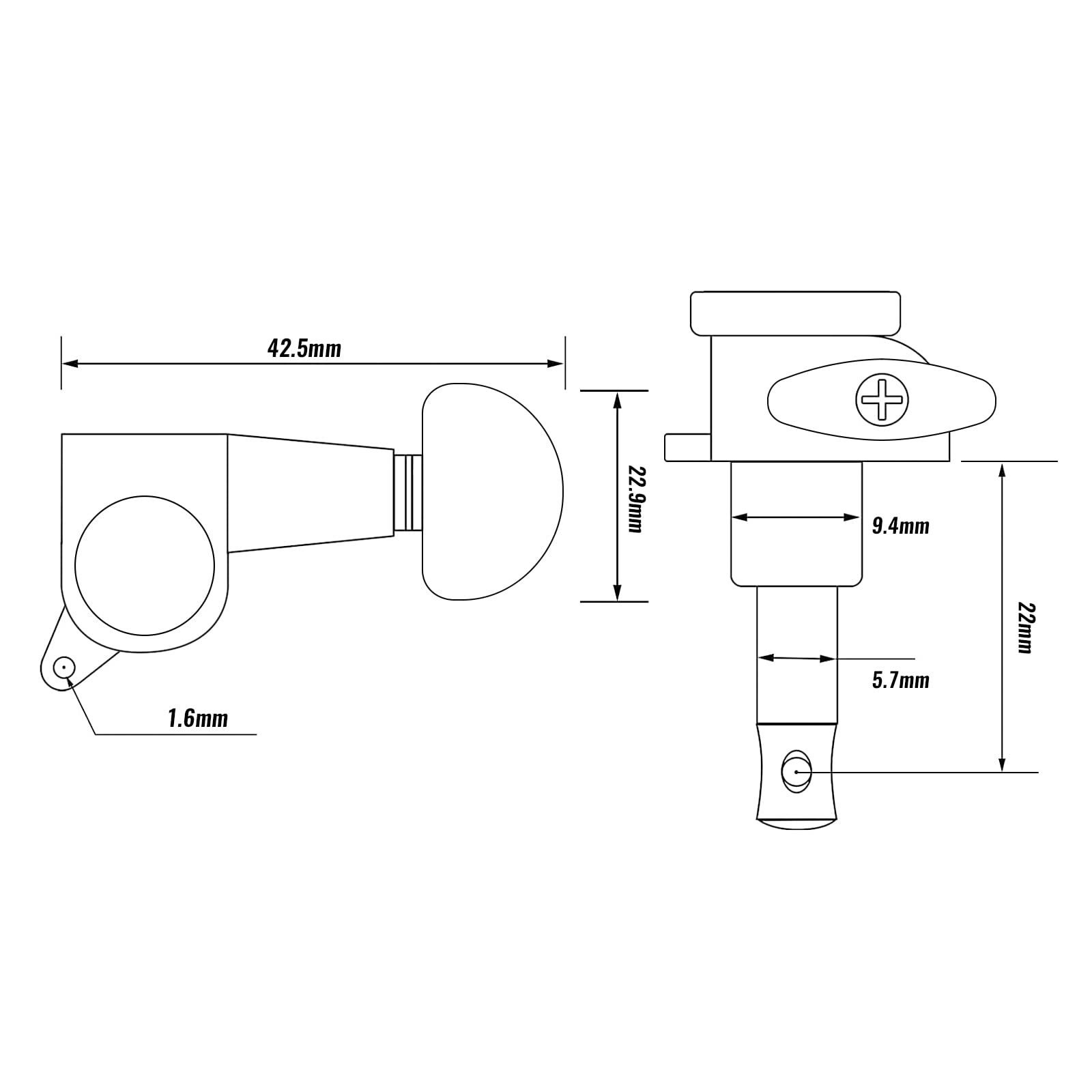 3R3L Guitar Tuning Pegs Sealed Tuners Machine Heads with 6 Strings for Electric or Acoustic Guitar, Round Button