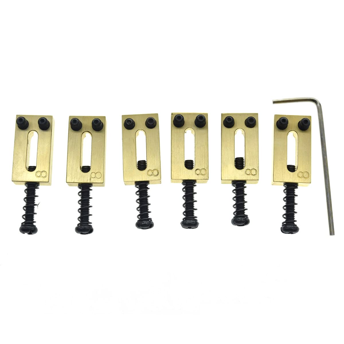KAISH Solid Brass Guitar Bridge Saddles Brass Saddle 10.8mm String Spacing with Black Screws for Stratocaster/Telecaster