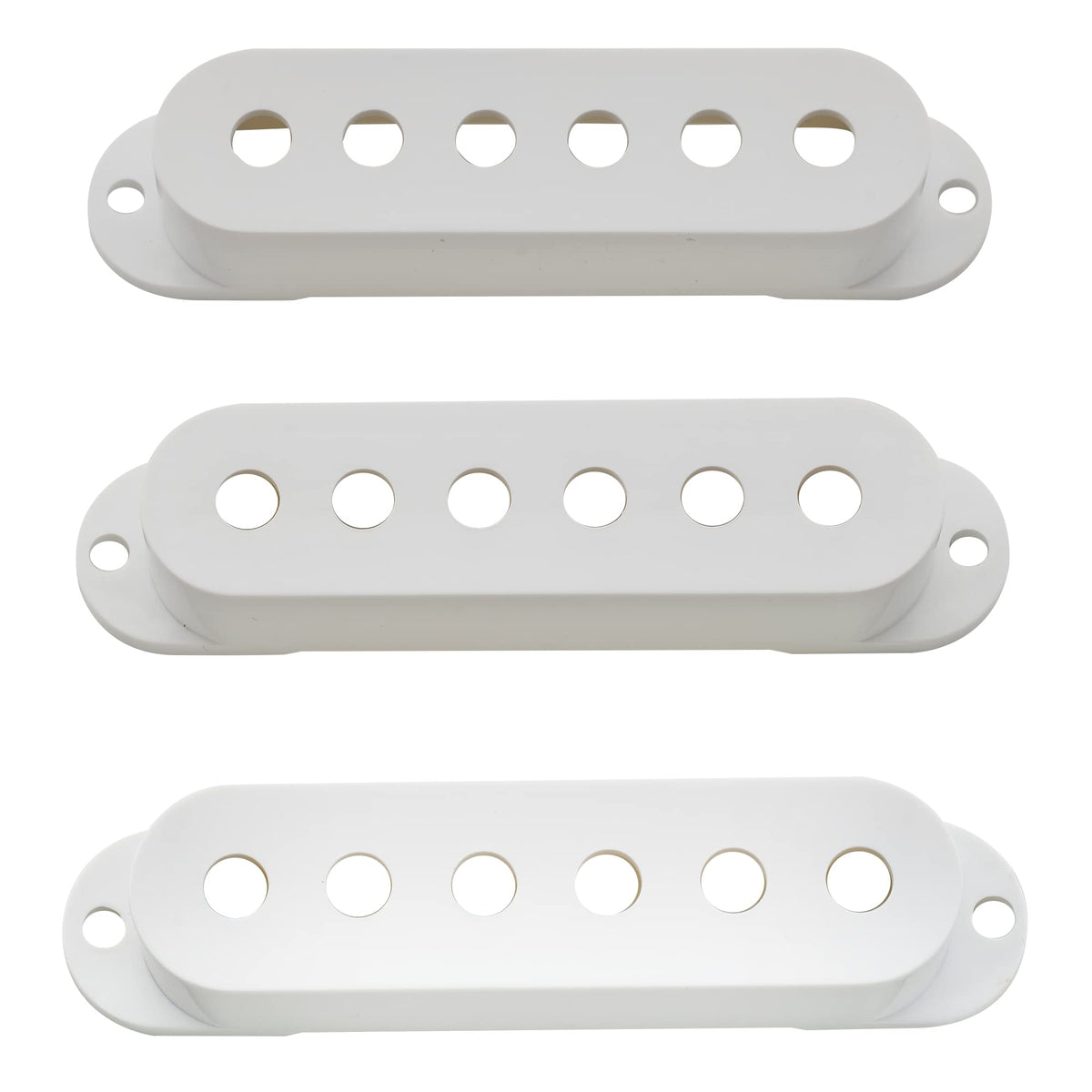 Musiclily Pro Plastic 50/50/52Mm Stratocaster Guitar Single Coil Pickup Covers Set For Import Strat Squier, White (Set Of 3)