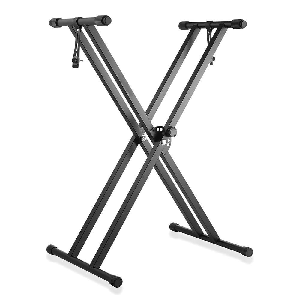 Skycell Heavy-Duty Double Keyboard Stand  Adjustable Keyboard Stand For 61 Keys, Metal Key Board Stand For Keyboard With Locking