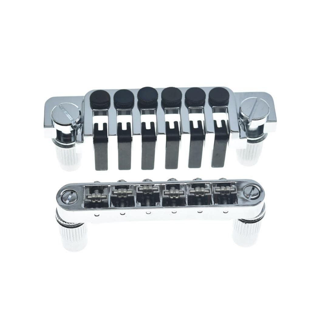 Dopro LP Guitar Roller Saddle Bridge with Roller Saddles Tune-o-matic Bridge and Vintage TP-6 Style Stopbar Tailpiece For Epipho