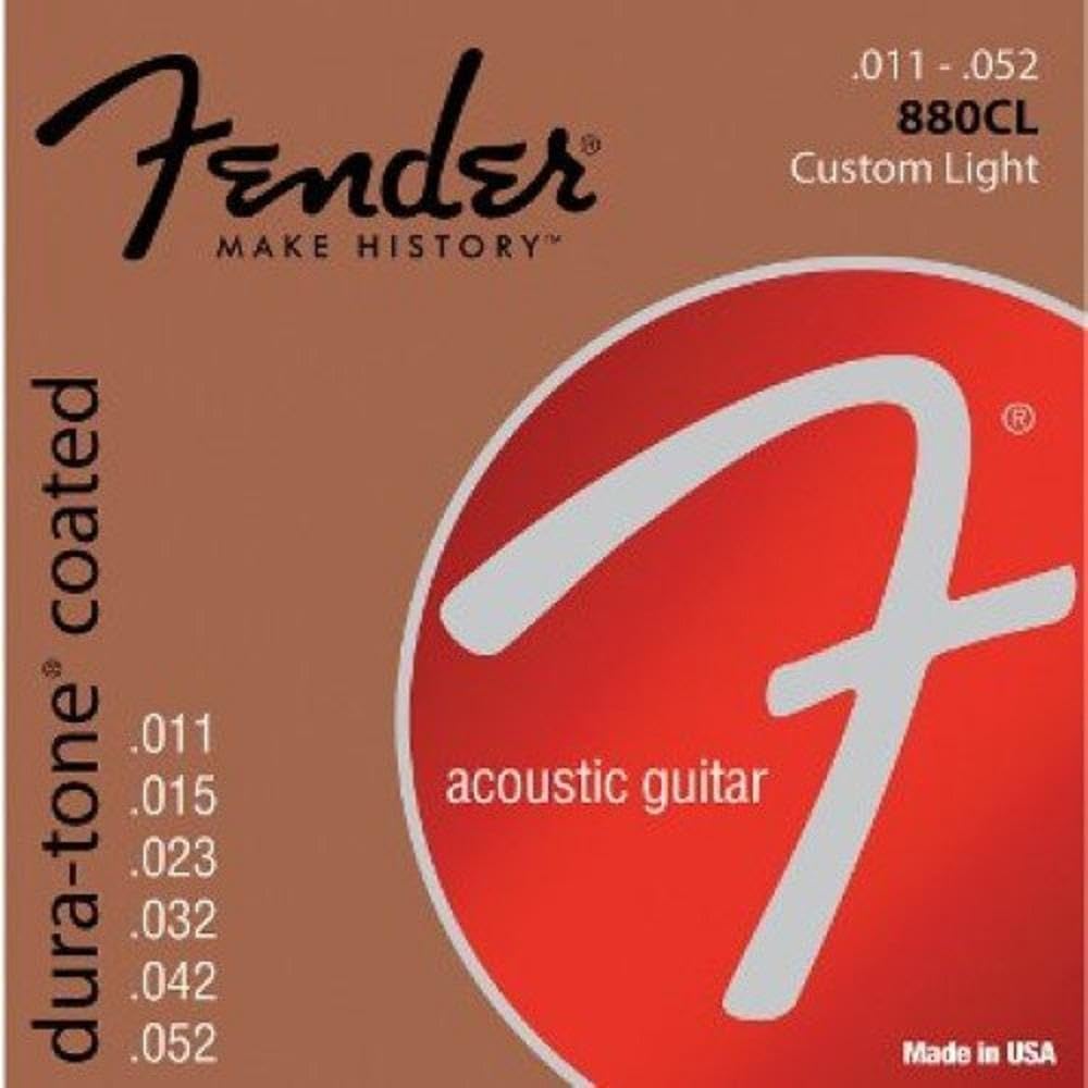 Fender Dura-Tone Coated 80/20 Bronze Acoustic Guitar Strings, 880CL .011-.052