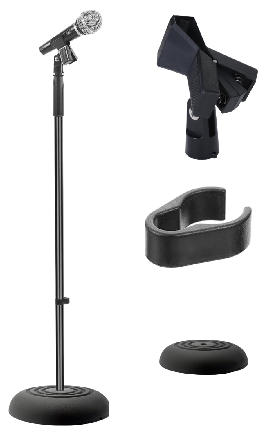 Pyle Adjustable Height Microphone Stand, 36.2 - 63.7    Inches Universal Mic Holder, Compact Design, Sturdy and Lightweight, Ide