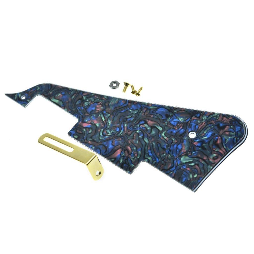 Dopro LP Guitar Pickguard and LP Stainless Steel Bracket with Gold Steel Mounting Screws for USA Les Paul Abalone Pearl