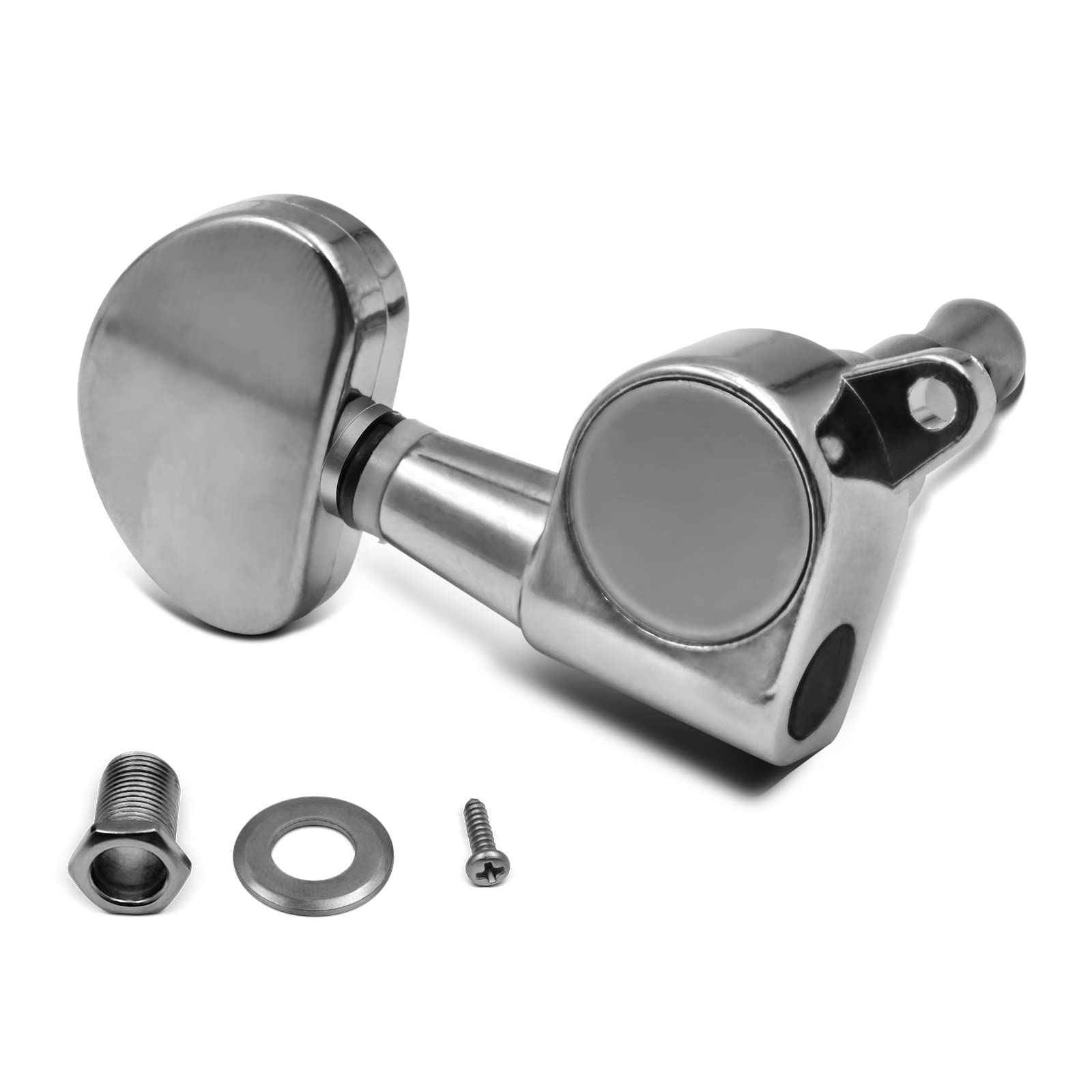 3R3L Guitar Tuning Pegs Sealed Tuners Machine Heads with 6 Strings for Electric or Acoustic Guitar, Round Button