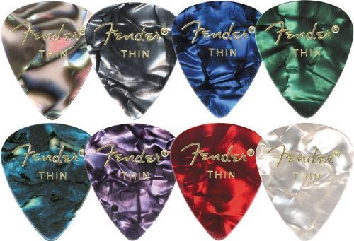 Fender Premium Celluloid Guitar Picks 351 Shape, Purple Moto, Medium, 12-Pack