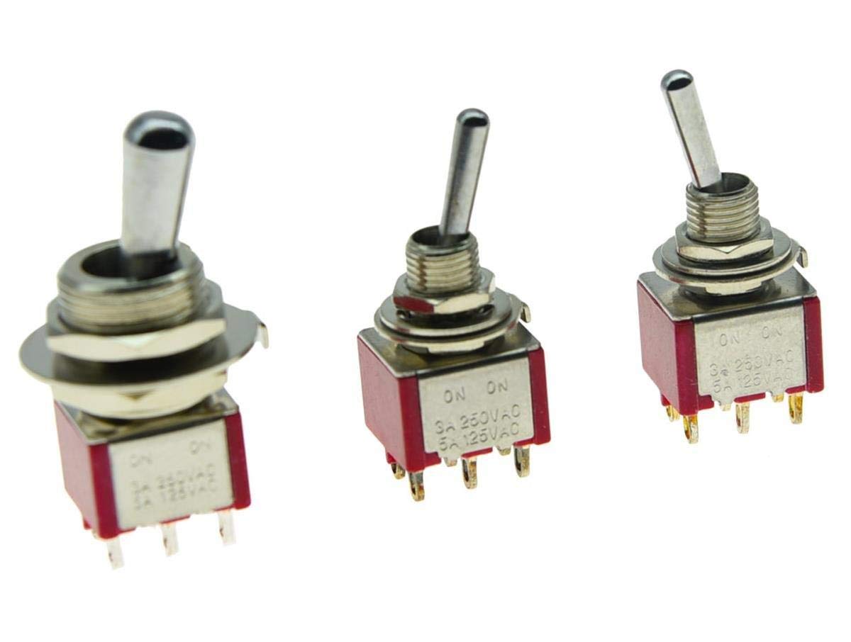 SALECOM Guitar Fat Bat Toggle Switch DPDT 2 Way ON ON with 2 Mini ON ON Toggle Switches