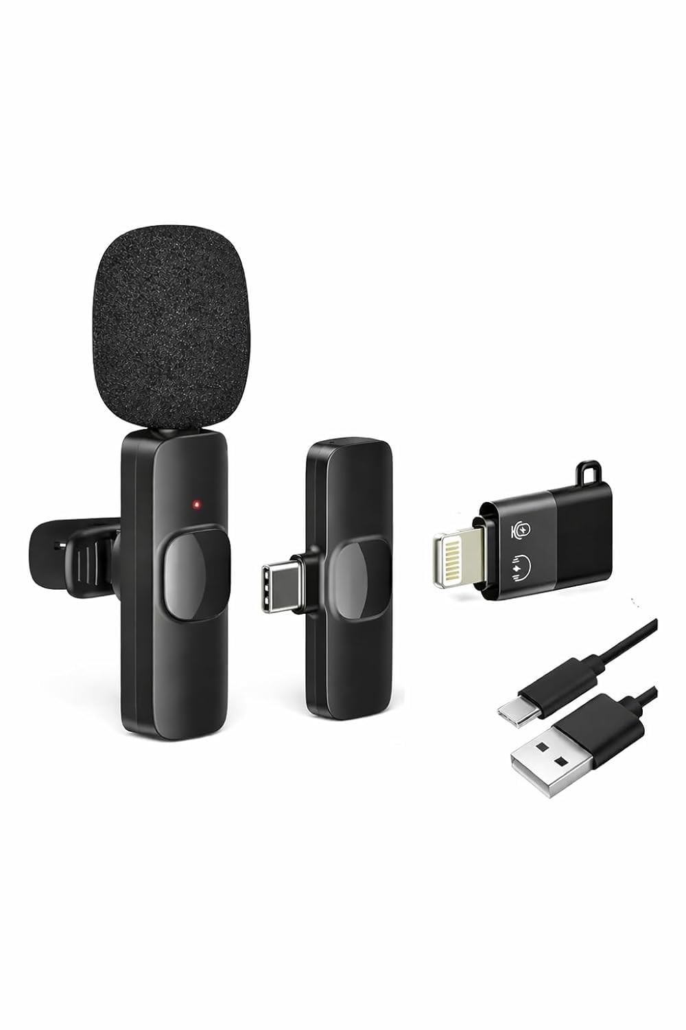 Mavo Enterprise 2.4GHz 2 in 1 K8 Wireless Microphone, Digital Mini Portable Recording Clip Mic with Receiver for All Type-C Ligh
