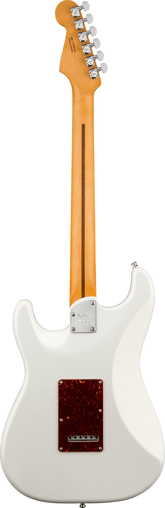Fender American Ultra Stratocaster HSS - Arctic Pearl Bundle with Case, Hat, Strap, Cable, and Guitar Cleaning Kit