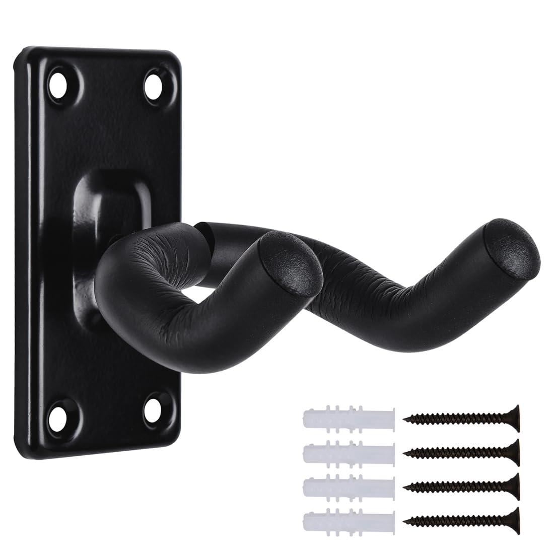 Wogod Guitar Wall Mount Hanger Hook Holder Stand Guitar Hangers Hooks For Acoustic Electric And Bass Guitars (1Pack-Black)