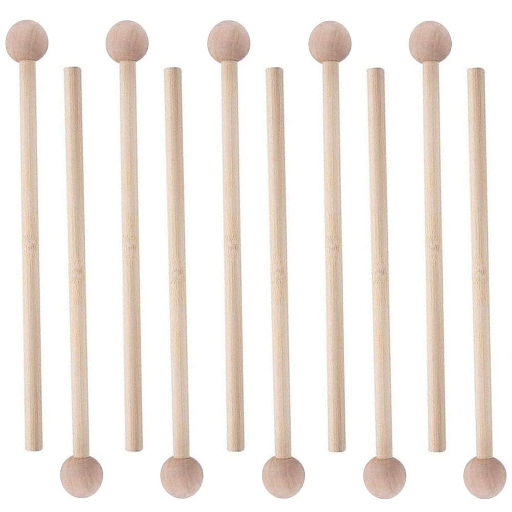 10 Pcs Wooden Mallets 8.2 Inch Round Head Sticks Hammers Percussion Instrument Accessories For Xylophone, Wood Block, Bell