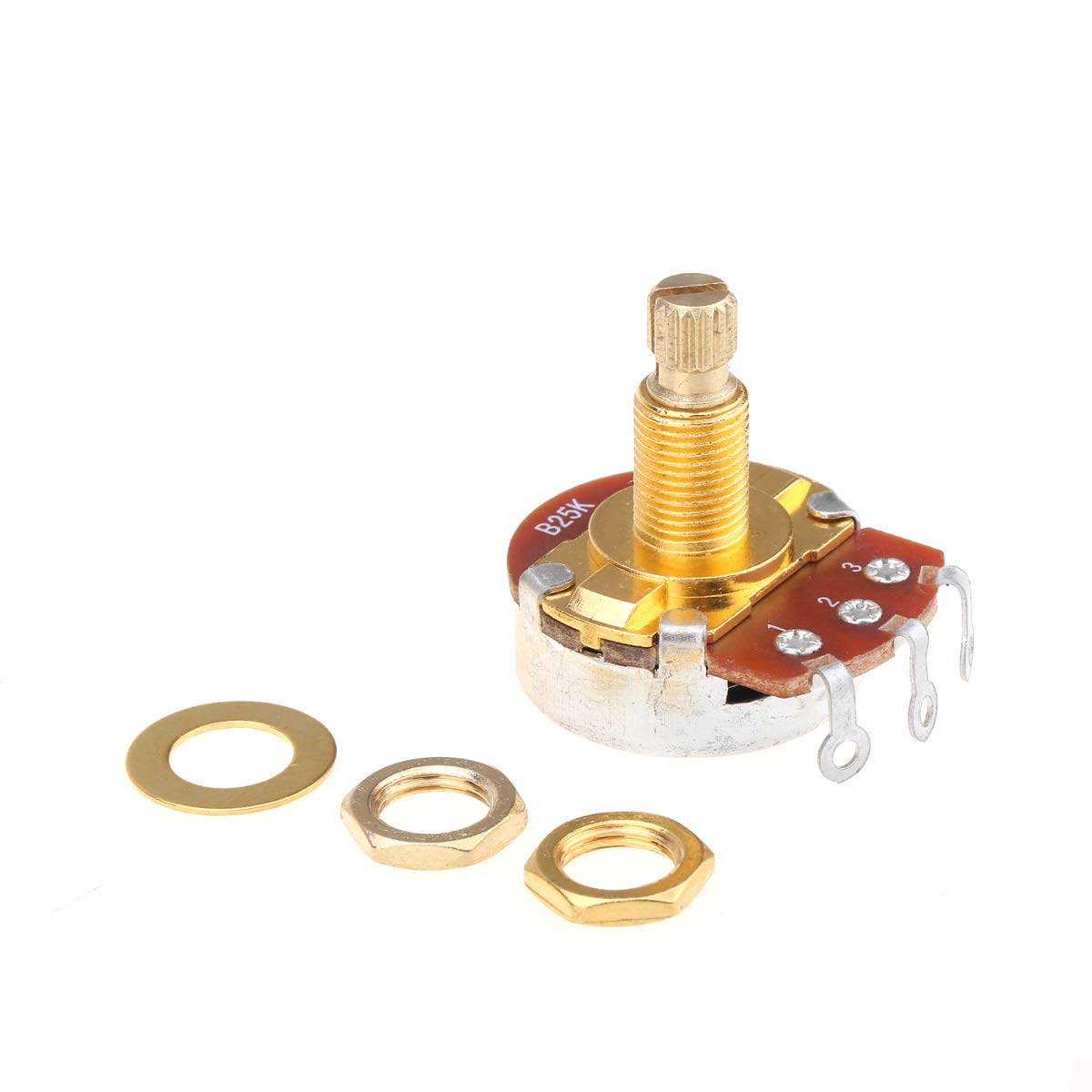 Musiclily Pro Brass Thread Full Metric Sized Control Pots B25K Linear Taper Potentiometers for Guitar (Set of 2)