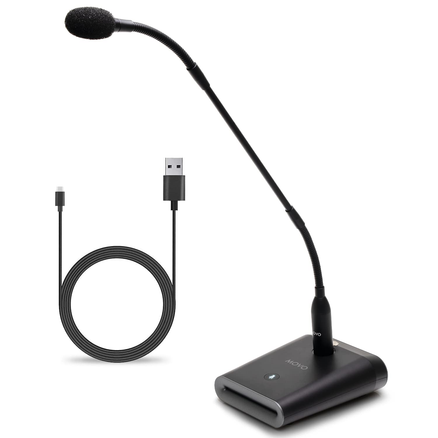 Movo Gm-5 Professional 18-Inch Gooseneck Microphone With Usb Interface Stand, One-Touch Mute- Usb Podium Microphone With Stand F