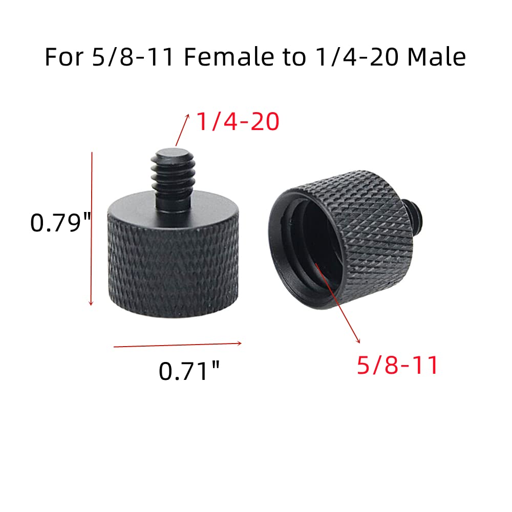 Dahszhi Mic Screw Adapter, Aluminum Alloy Thread Adapter 5/8-11 Female to 1/4-20 Male for Mic Stand, Camera Monitor, Tripod, Mic