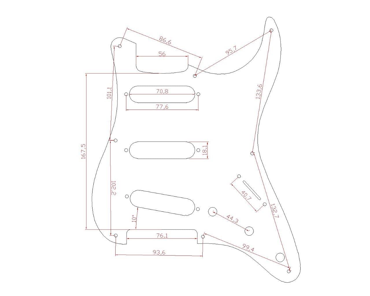 Dopro 8 Hole Aluminum Anodized Vintage Style ST Strat SSS Guitar Pickguard Scratch Plate for American FD Strat Black