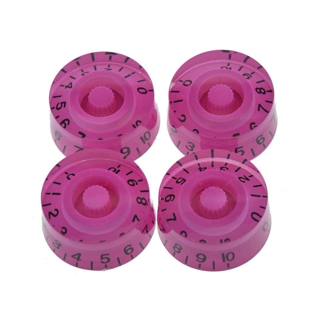 Kaish 4Pcs Purple With Black Number Guitar Speed Dial Knobs Control Knob Fits Lp Guitar