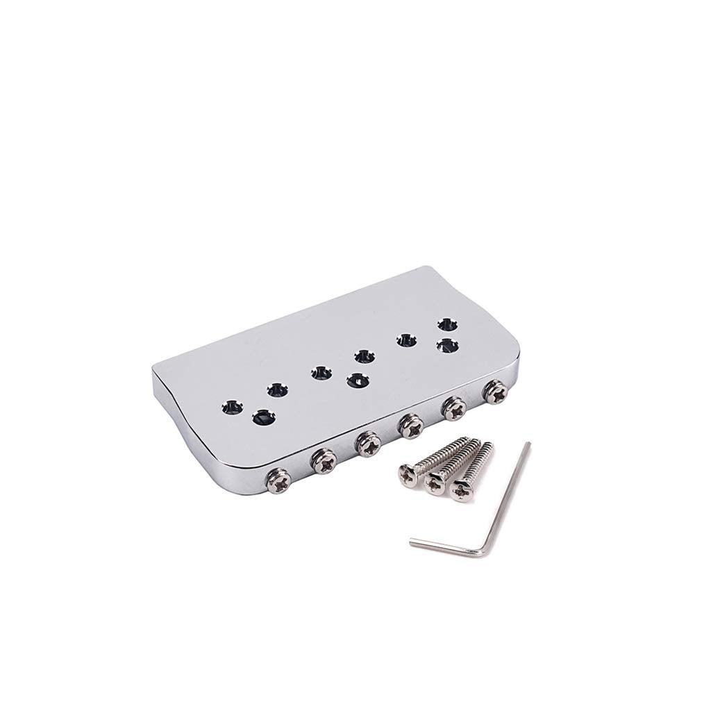 Ogdni 6 Strings Hardtail Saddle Bridge,Chrome-plated String Through Body Fixed Bridge for Strat Tele Style Guitars Replacement (