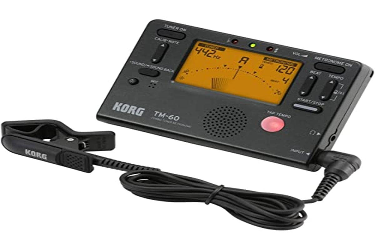 Korg TM60BK Tuner and Metronome combo with clip on Microphone (Black)