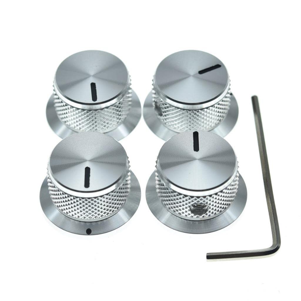 4-Pack Set Screw Style Aluminium Potentiometer Knobs 1/4'' Universal Top Hat Knobs Bell Volume Tone Control Knobs For Guitar/Bas