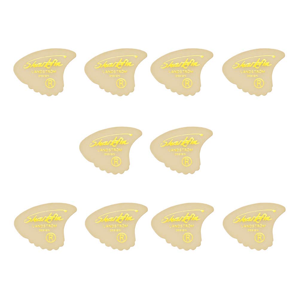 The Original Legendary Landstrom Design From Sweden Sharkfin Guitar Picks 10 Pack White Goldprint Medium