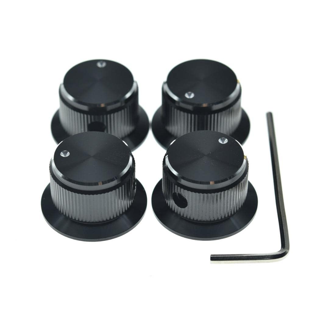 KAISH 4pcs Aluminium Potentiometer Knobs 1/4 Universal Top Hat Knobs Bell Control Knob with Set Screw for Guitar/Bass/AMPS/Pream