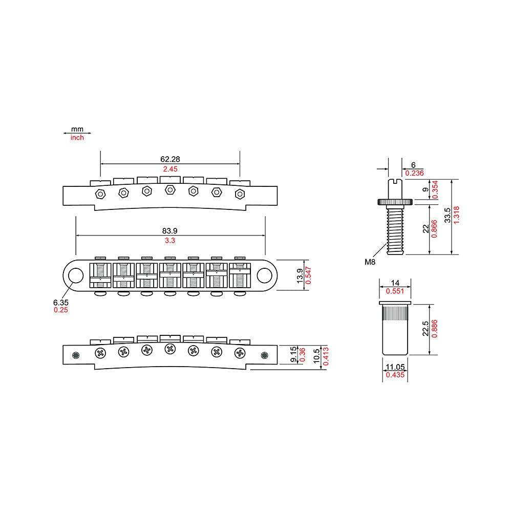 Tone Pros Bridge Parts (TP7-C)