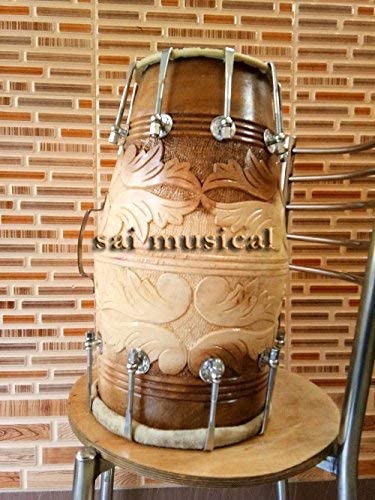 Sai Musical Sheesham Wood Professional Dholak With Carry Bag (Brown)