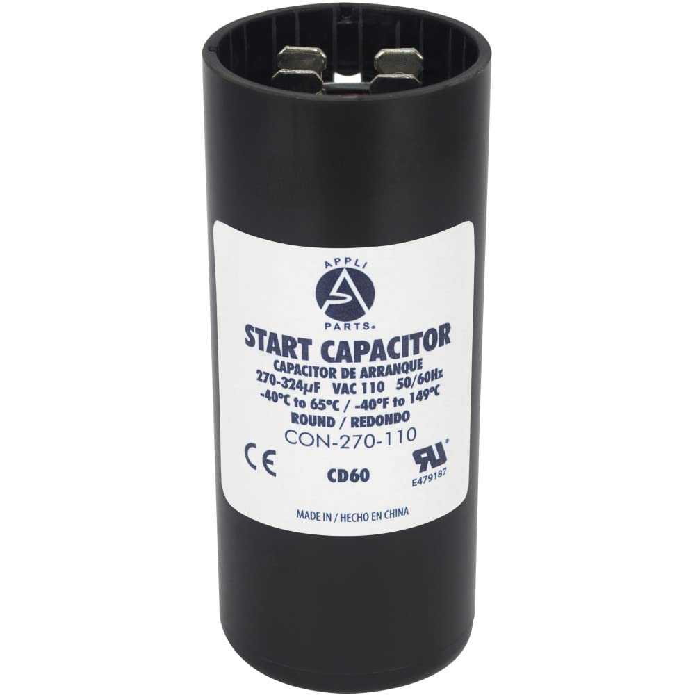 Appli Parts Motor Start Capacitor 300-360 Mfd (Microfarads) Uf 110-125 Vac Universal Fit For Electric Motor Applications 1-716 I