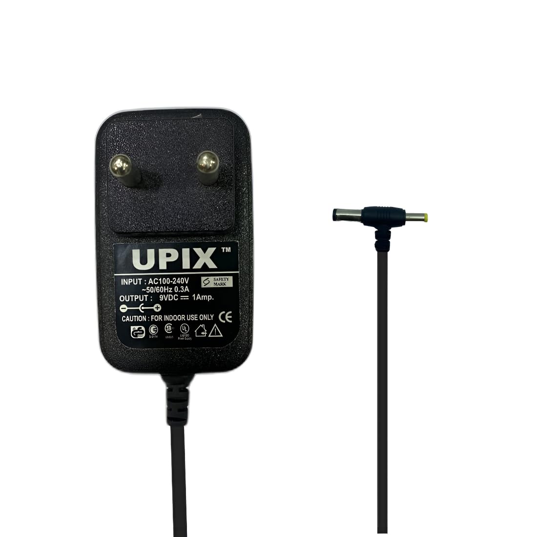 Upix 9V 1A Smps Power Adapter (With Dc & Sony Pin), Power Supply Ac Input 100-240 V For Music Keyboard, Piano, Guitar Pedals, Ce