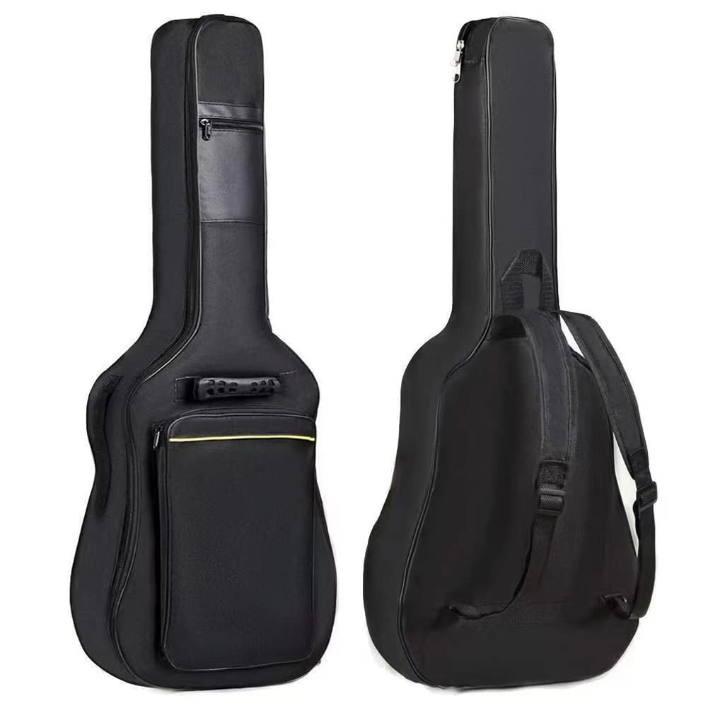 H&Z Simple 40 41 42 Inch Acoustic Folk Guitar Bag Backpack Double Straps 600D Oxford Guitar Soft Carry Case Guitar Cover (41 Inc