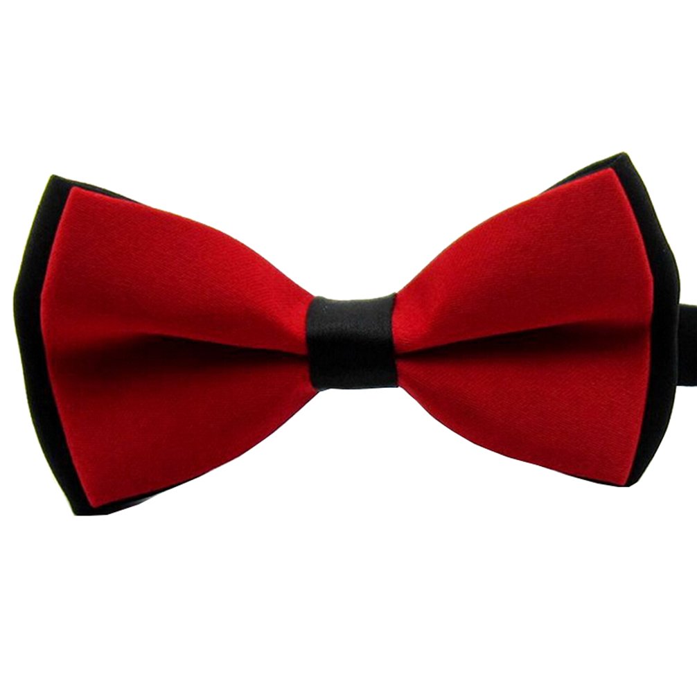 Awaytr Mens Pre Tied Bow Ties For Wedding Party Fancy Plain Adjustable Bowties Necktie (Redblack)