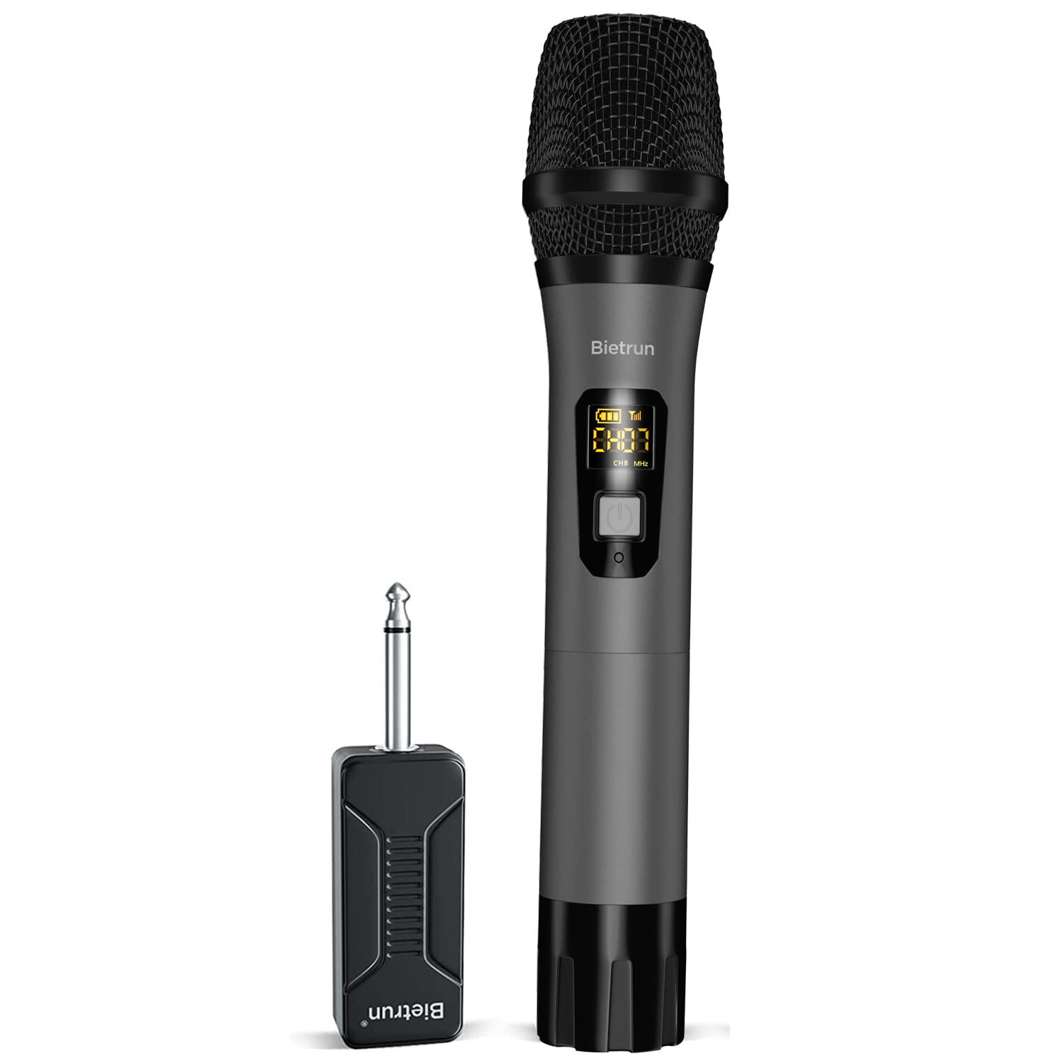 Bietrun Wireless Microphone Only For Mic Input, Uhf Metal Dynamic Handheld Multipurpose Mic With Rechargeable Receiver (Work 4Hs