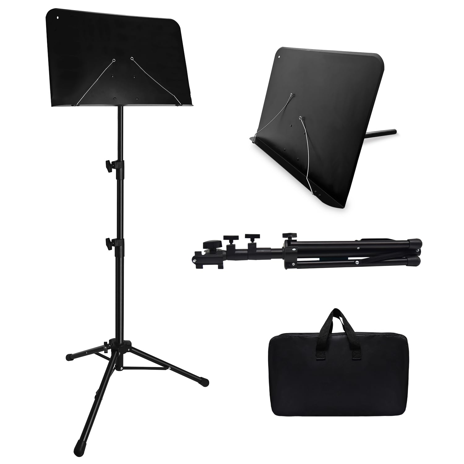 HOLANHING 57IN Sheet Music Stand, Tall Music Stand for Sheet Music High Stability, Adjustable Portable Music Sheet Stand with Ca
